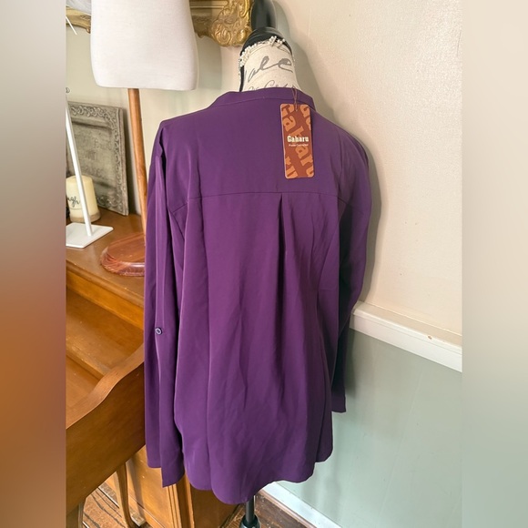 Elegant Purple Gaharu Rolltab Long Sleeve V Neck NWT - Picture 3 of 4